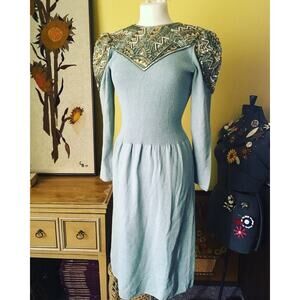 VTG Pat Sandler For WEllmore Sequins Sweater Dress Cocktail 1960s